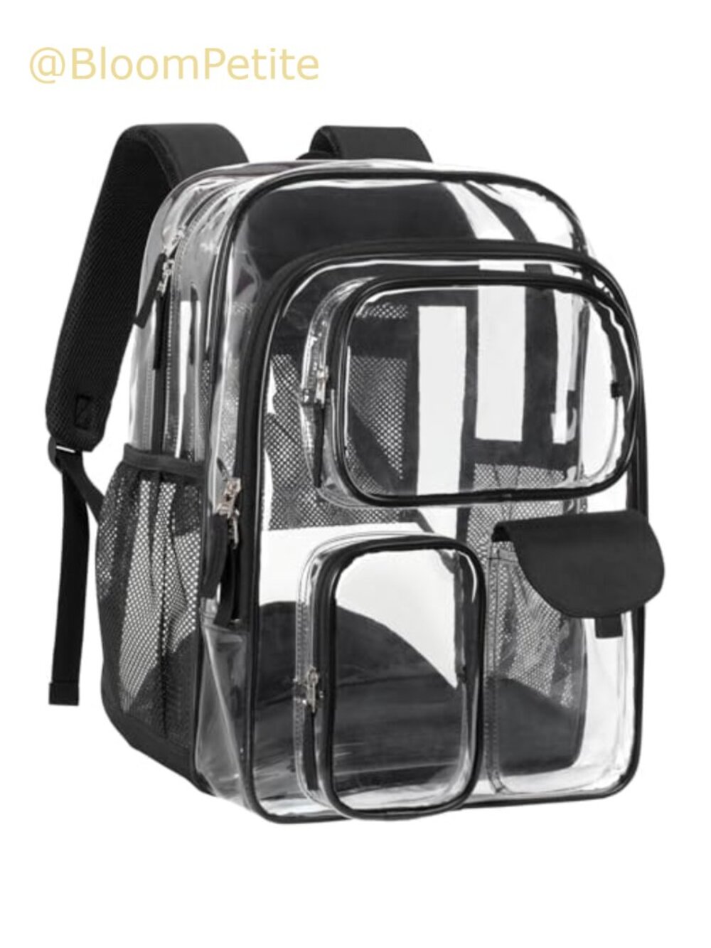 18 Inch Clear Backpack Heavy Duty PVC Bookbag 16" Laptop Sleeve 8 Pockets School